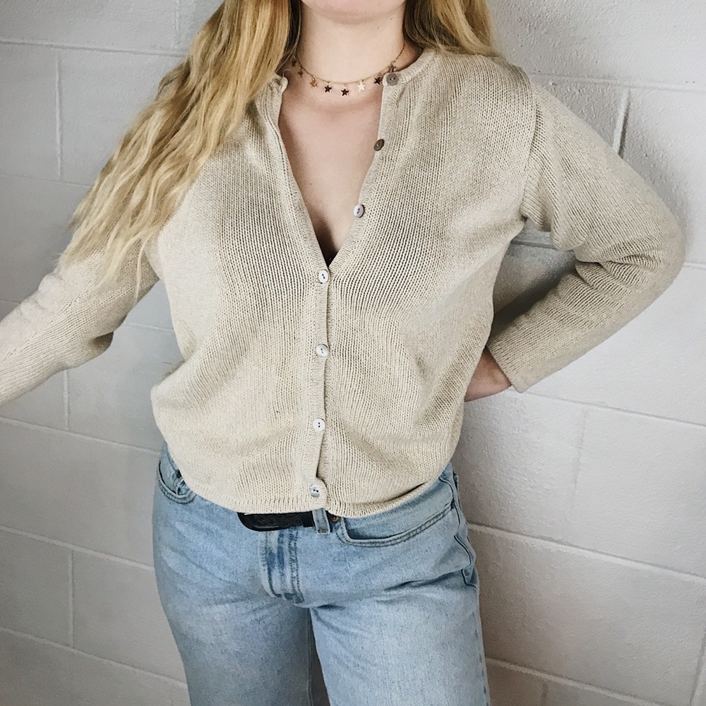 l.l.bean cream button up sweater